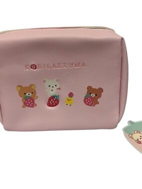 Rilakkuma Pink Strawberry Cosmetic Bag